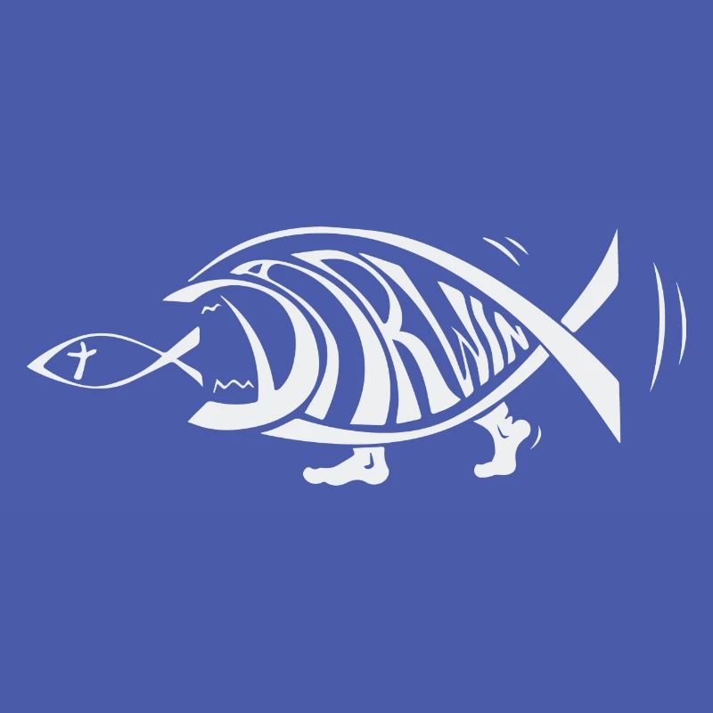 Darwin poisson mangeant des poissons de Jésus évolution drôle