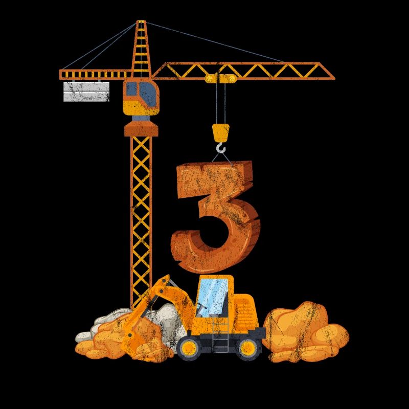 Bagger Geburtstagsgeschenk 3 Jahre Baustelle