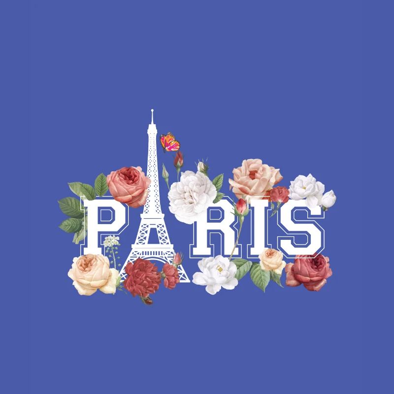 Paris with Eiffel Tower and flowers
