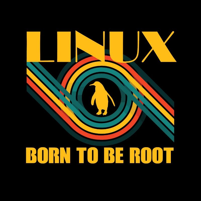 Born To Be Root Linux Retro Pinguin Nerd Geek