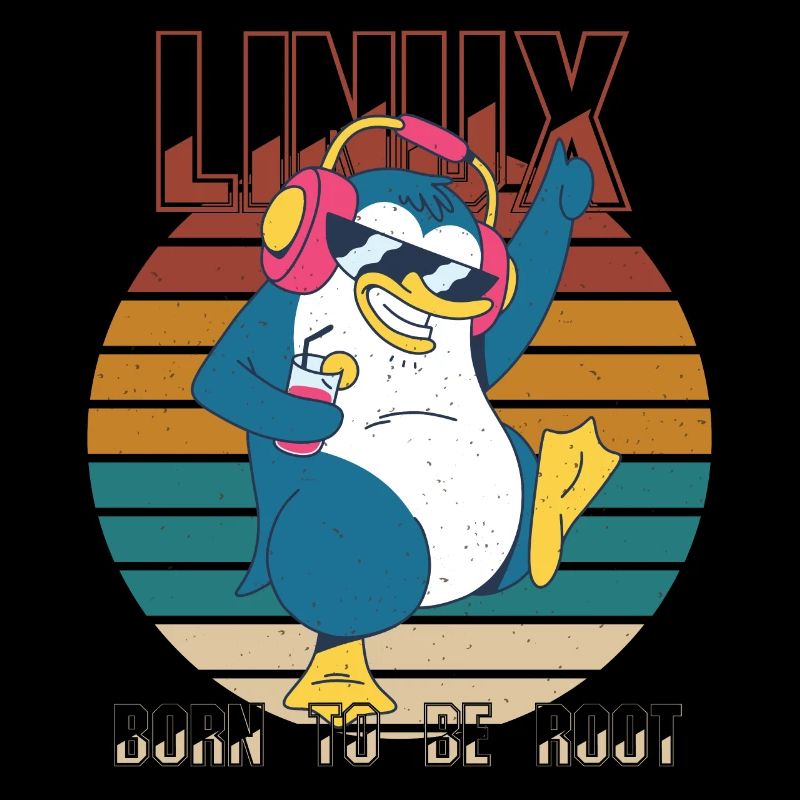 Born To Be Root Party Linux Cool Penguin Nerd Prog