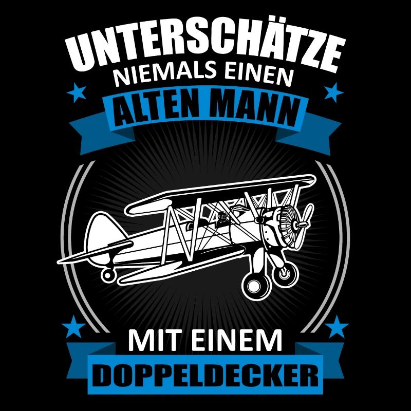 Doppeldecker Alter Mann Spruch Pilot Geschenk