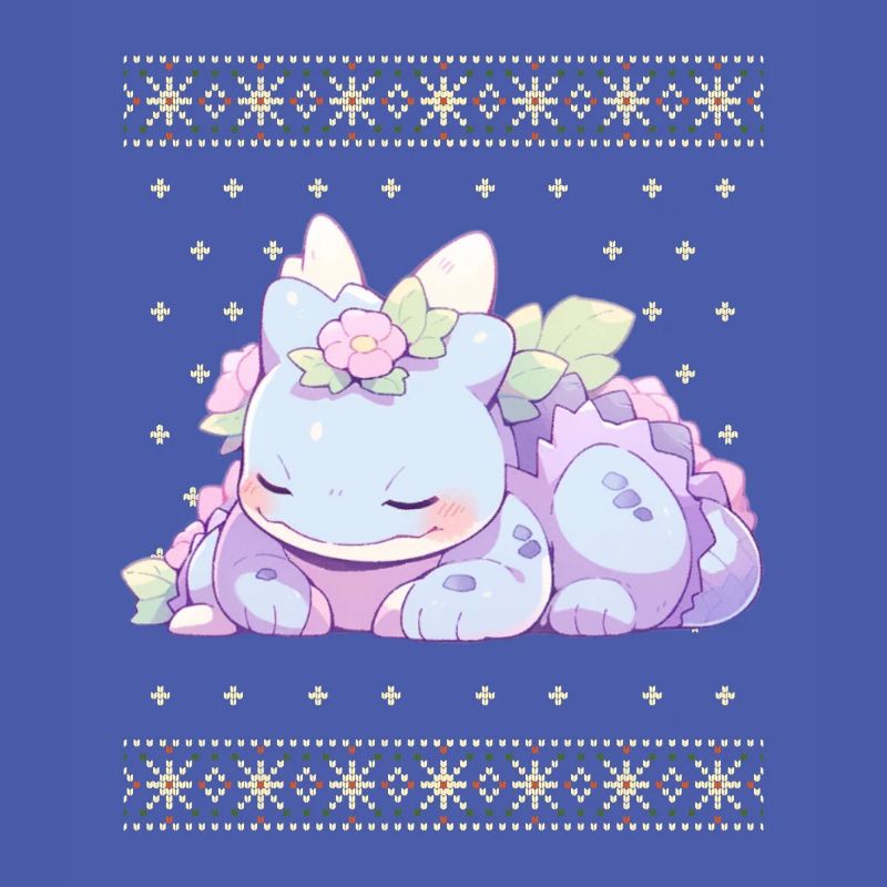 Dragon kawaii dans le style pull de Noël moche