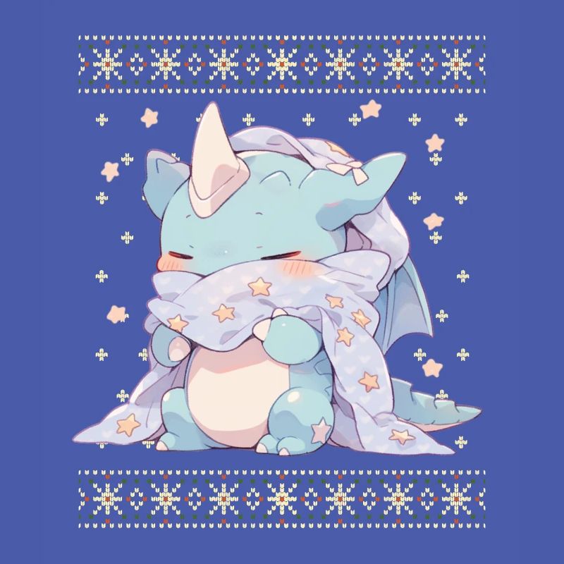 Dragon kawaii dans le style pull de Noël moche