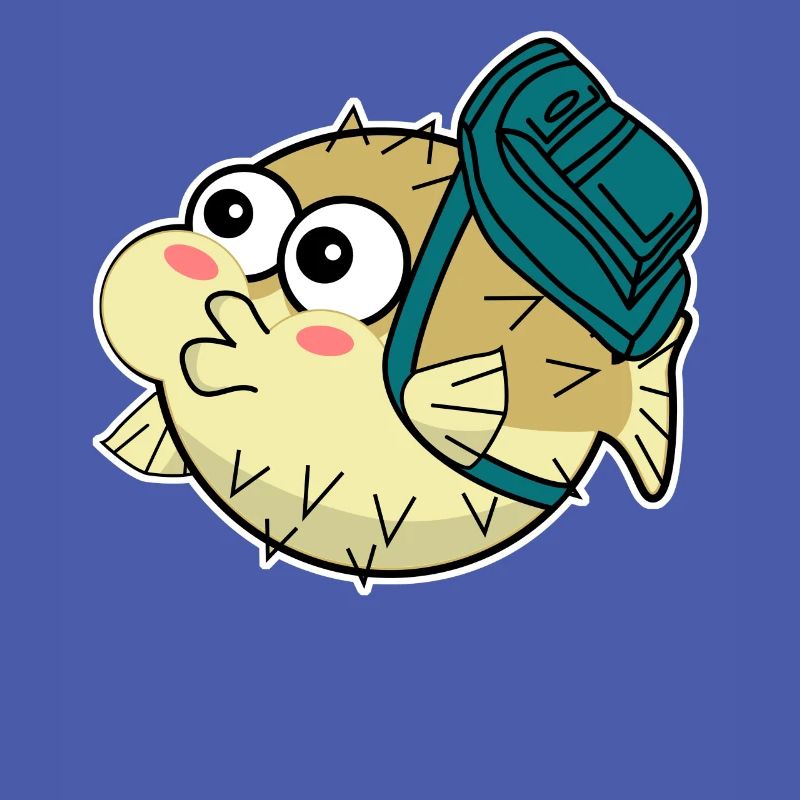 Puffer Fish with Backpack