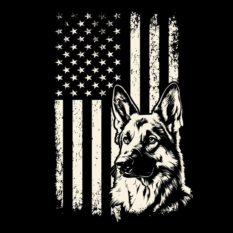 Veterans Day Schäferhund US-Flagge – 4. Juli
