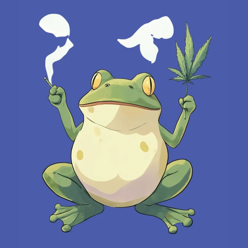 Frog with Joint and Cannabis Leaf - Weed Frog