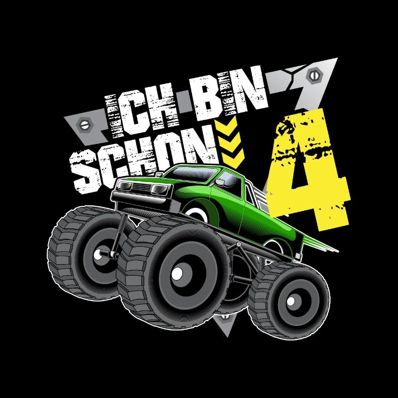 Ich bin 4 Geschenk 4. Geburtstag Monster Truck