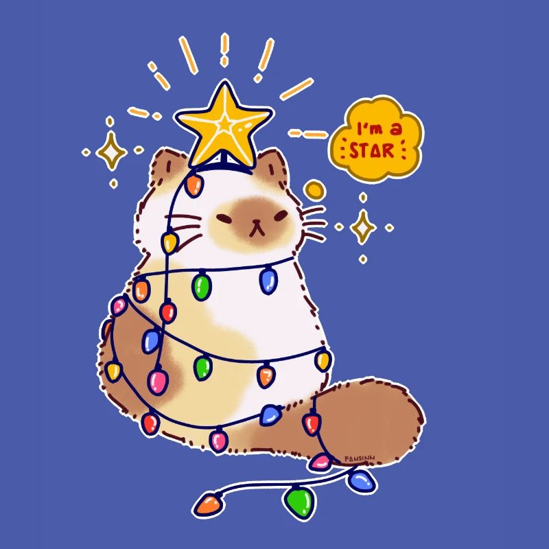 Cat String Light Star Christmas Tree Gift