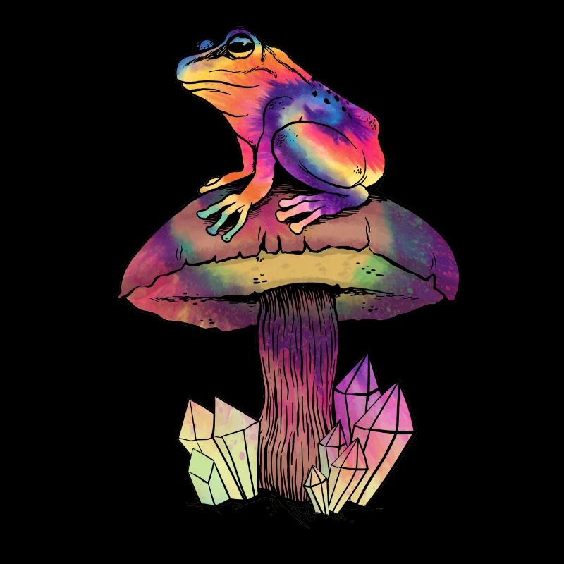 Cottagecore Aesthetic Psychedelic Frog Mushroom