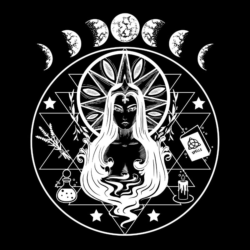 Hexe mit Mondphasen Gothic Fantasy Geschenk