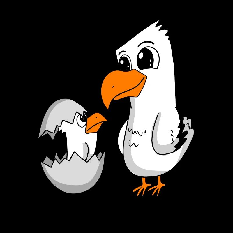 Möwe mit Baby Möwe