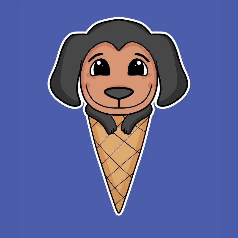 Coonhound mit Eiswaffel - Eis