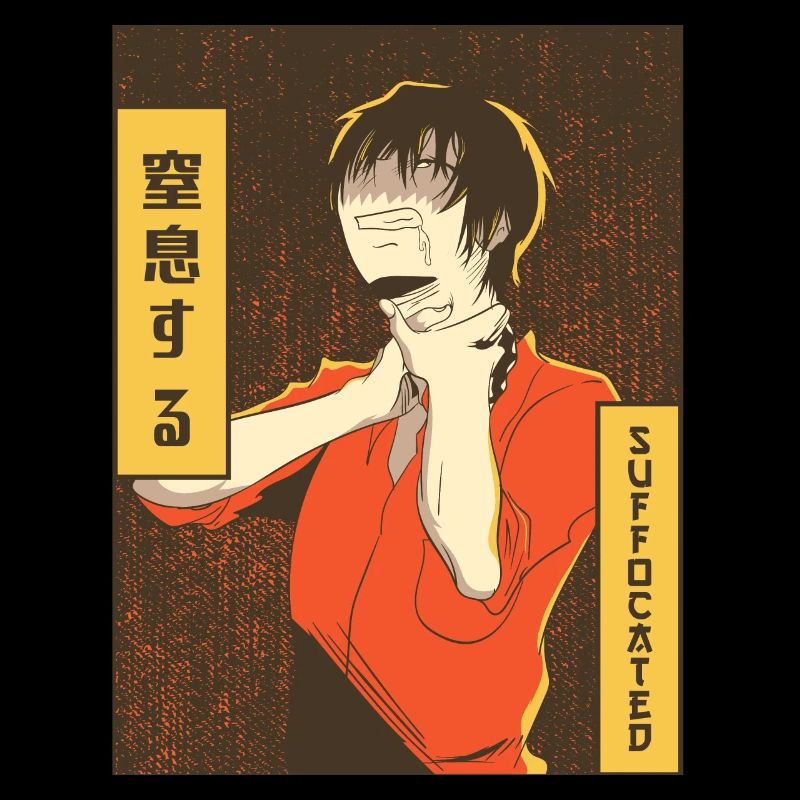 Emo Anime Junge Vaporwave Ästhetisch Ersticktes Ge