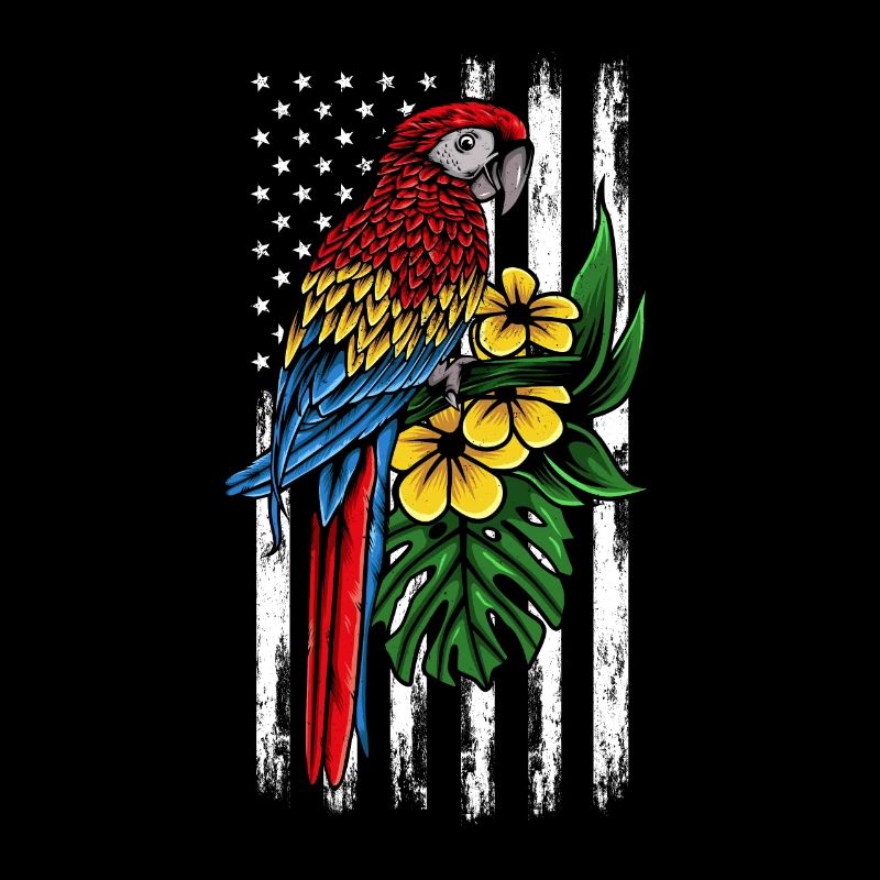 Perroquet oiseau fleur drapeau américain perroquet