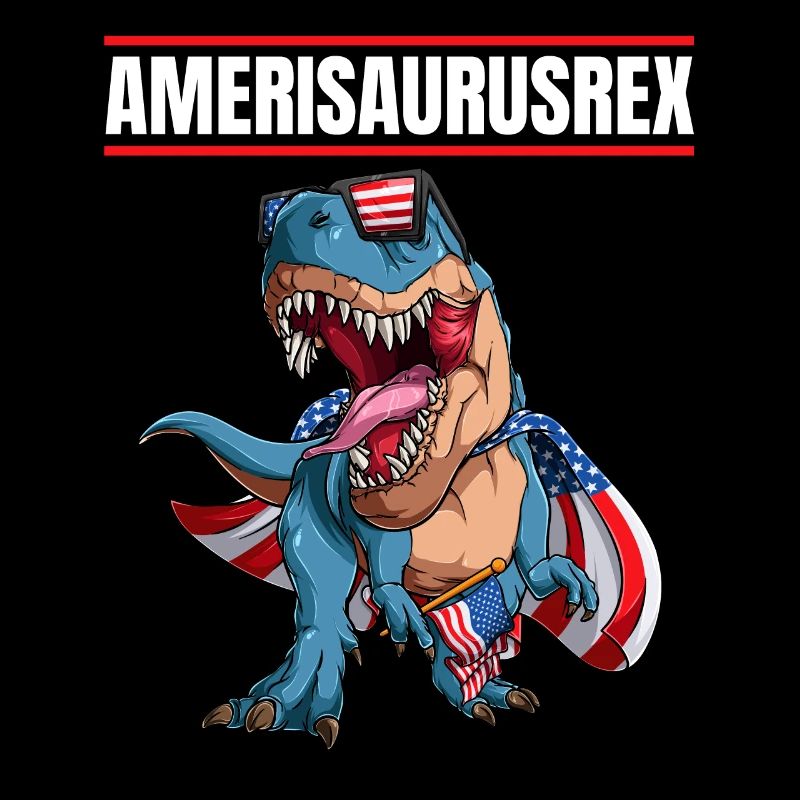 Amerisaurusrex Dinosaur Wearing US Flag Cape And