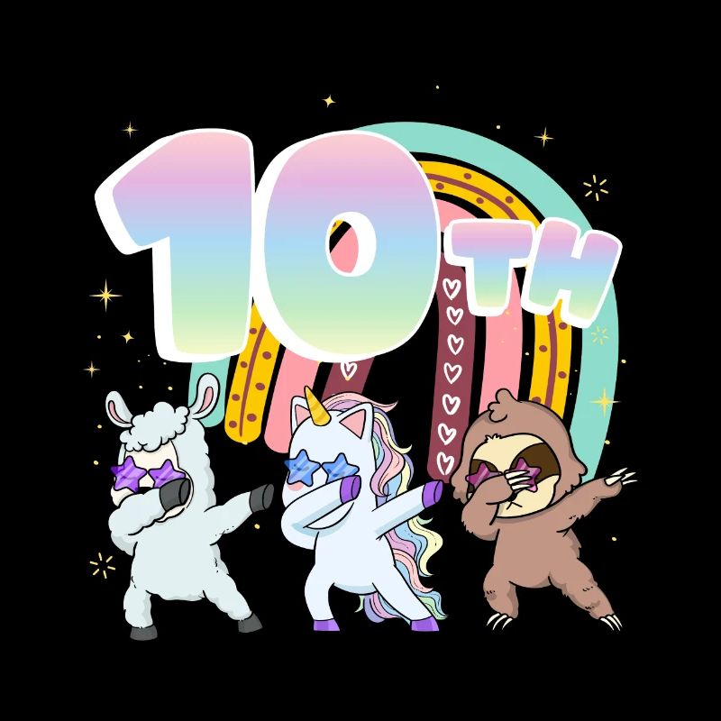 10. Geburtstag Dabbing Llama Einhorn Faultier |
