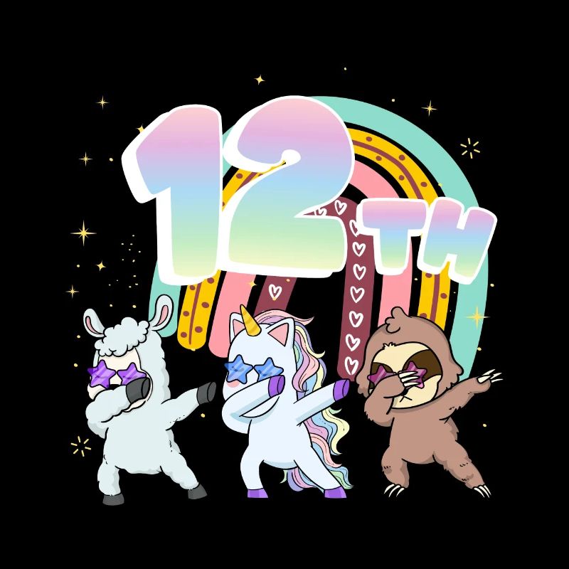 12. Geburtstag Dabbing Llama Einhorn Faultier |