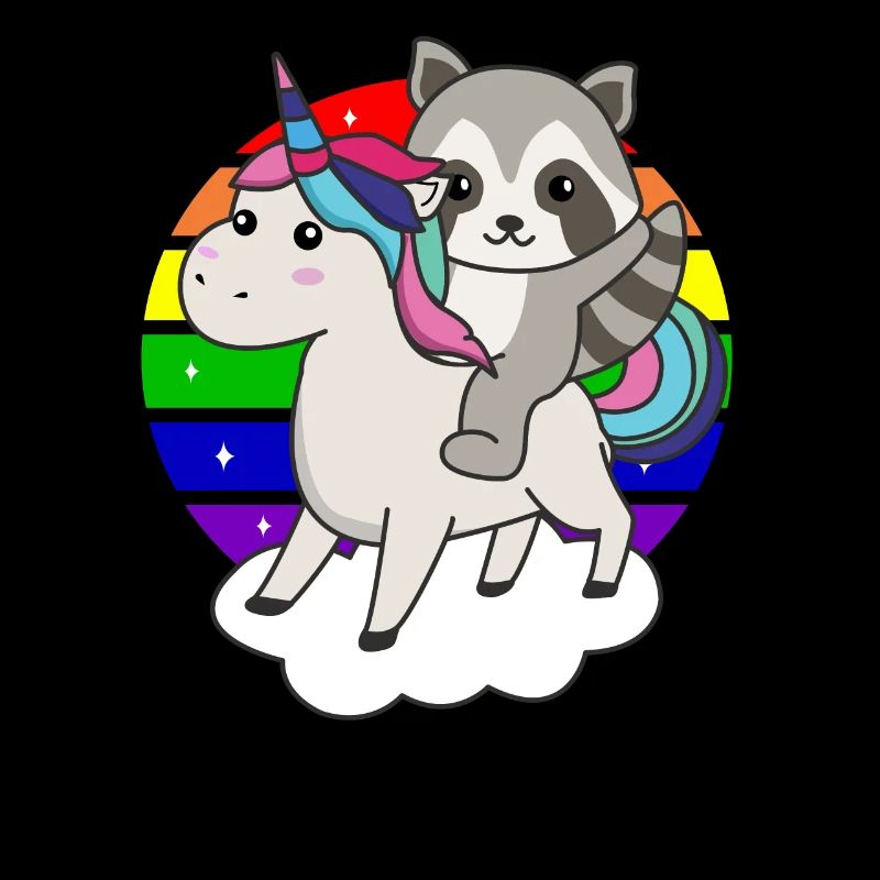 Waschbär Einhorn Regenbogen Tiere Einhörner