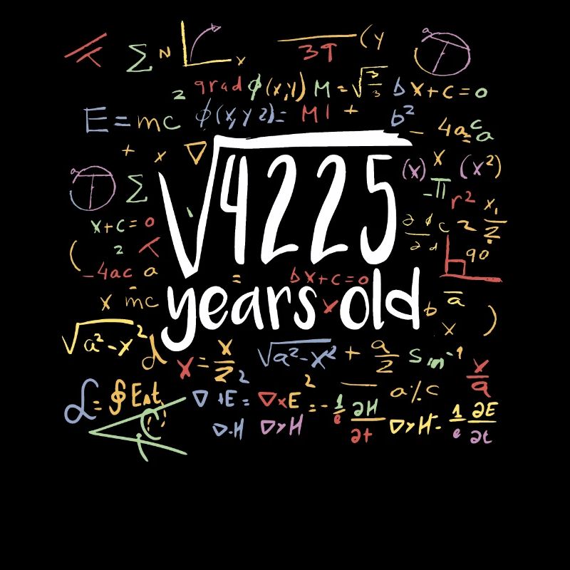 Square Root of 4225 Math Nerd 65th Birthday