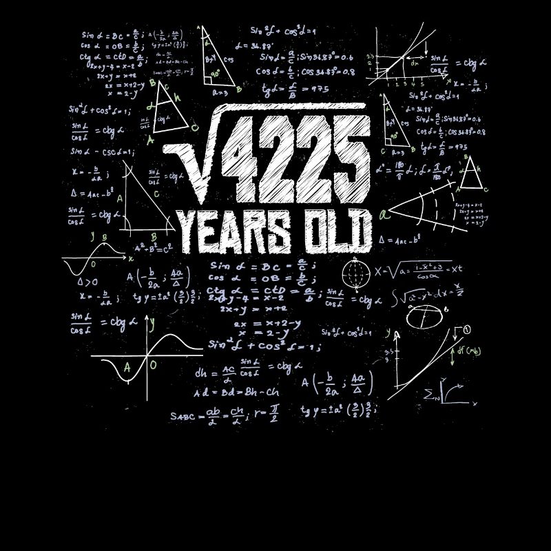 Square Root of 4225 Math Nerd 65th Birthday