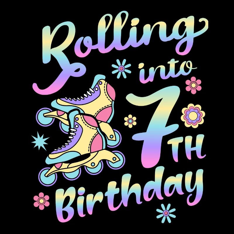 Rolling Into 7th Geburtstag Roller Skater
