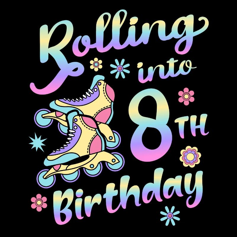 Rolling Into 8th Birthday Roller Skater Inline