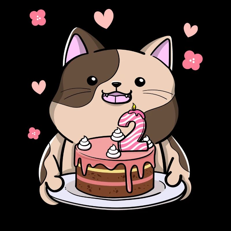 Le chat potelé tient un gâteau d’anniversaire 2.