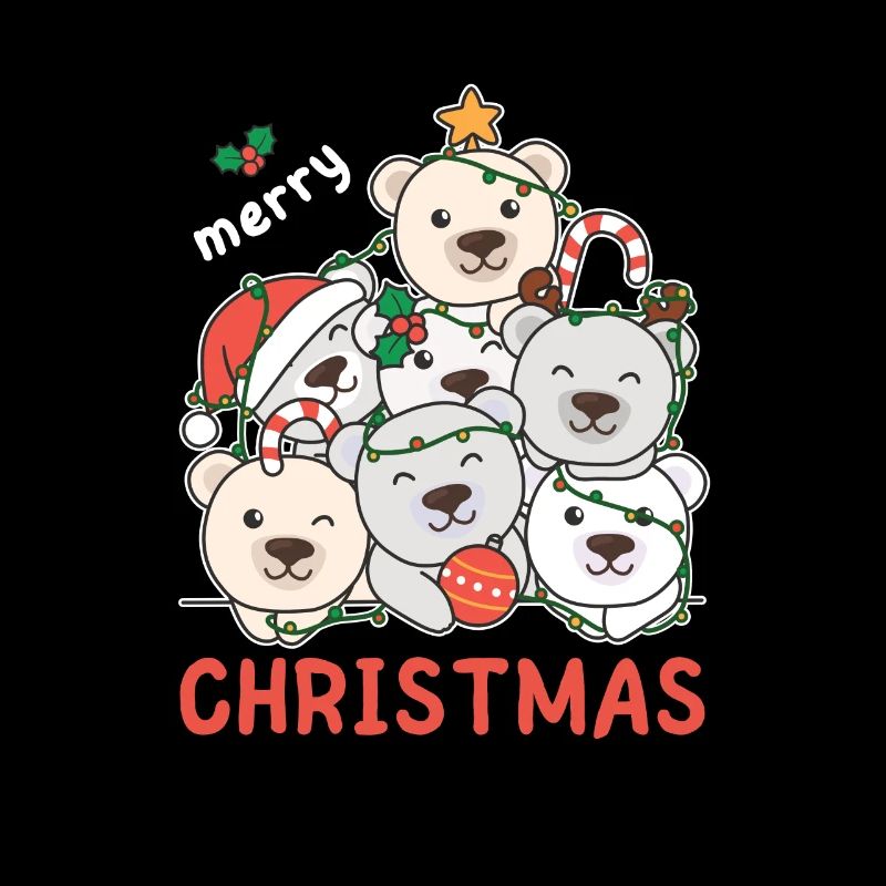 Polar Bear Christmas Tree Merry Christmas