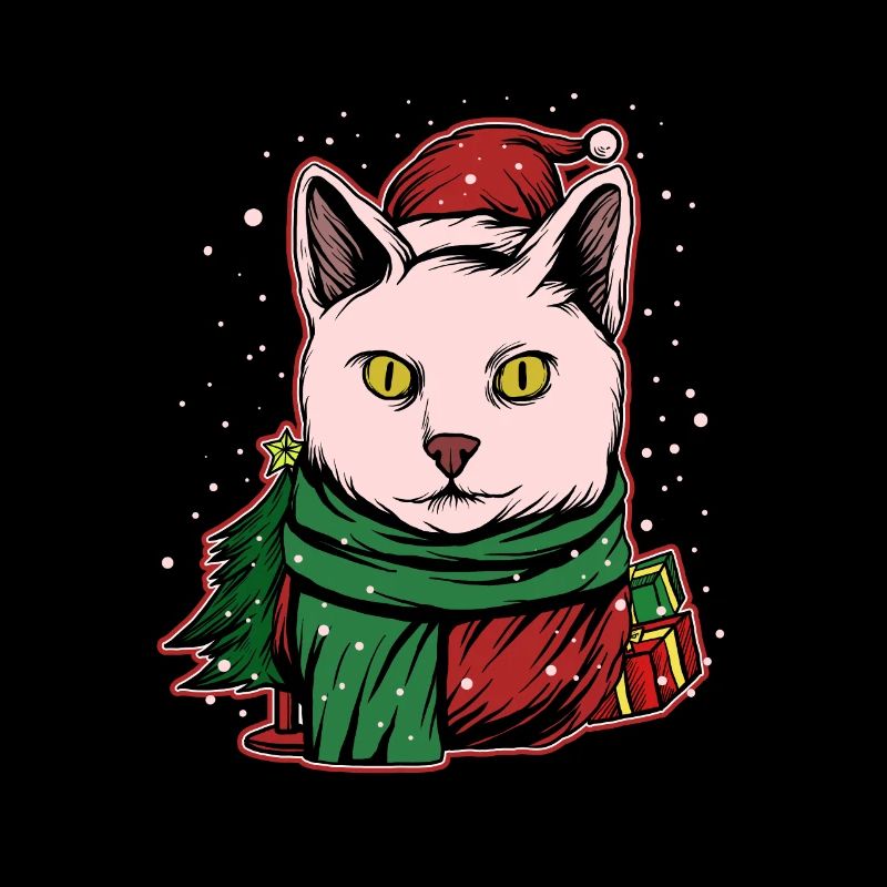 Moche pull de Noël Tshirt chat de Noël