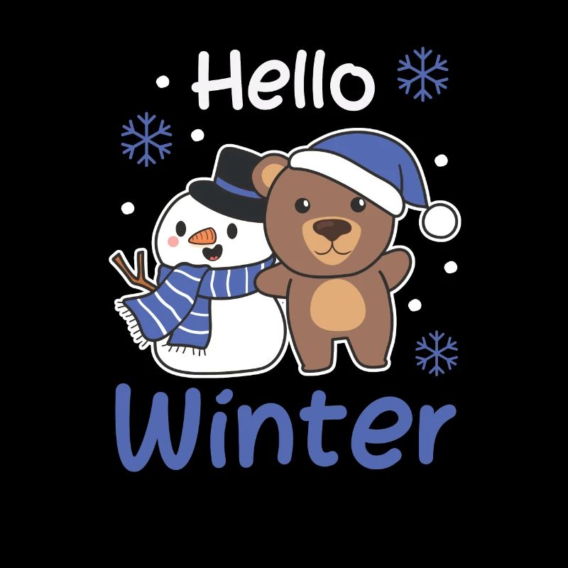 Bear Hello Winter Snowman Snow Christmas