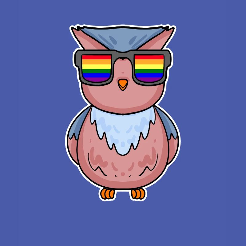 Regenbogen - Eule mit Brille