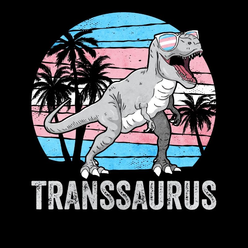 Transgender Pride Trans Flag Dinosaur Trex LG