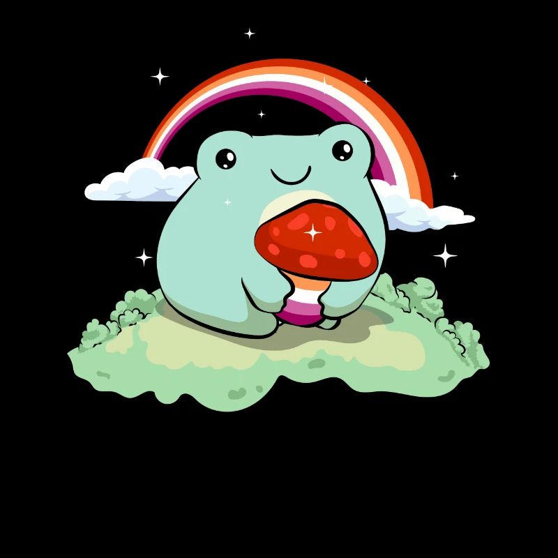 Lesbian Pride Flag Mignon Grenouille Champignon Subtil LGBT