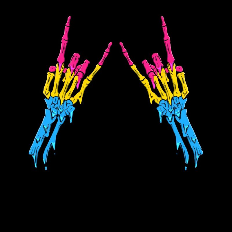 Pansexual Pride Pan Flag Devil Horn Squelette