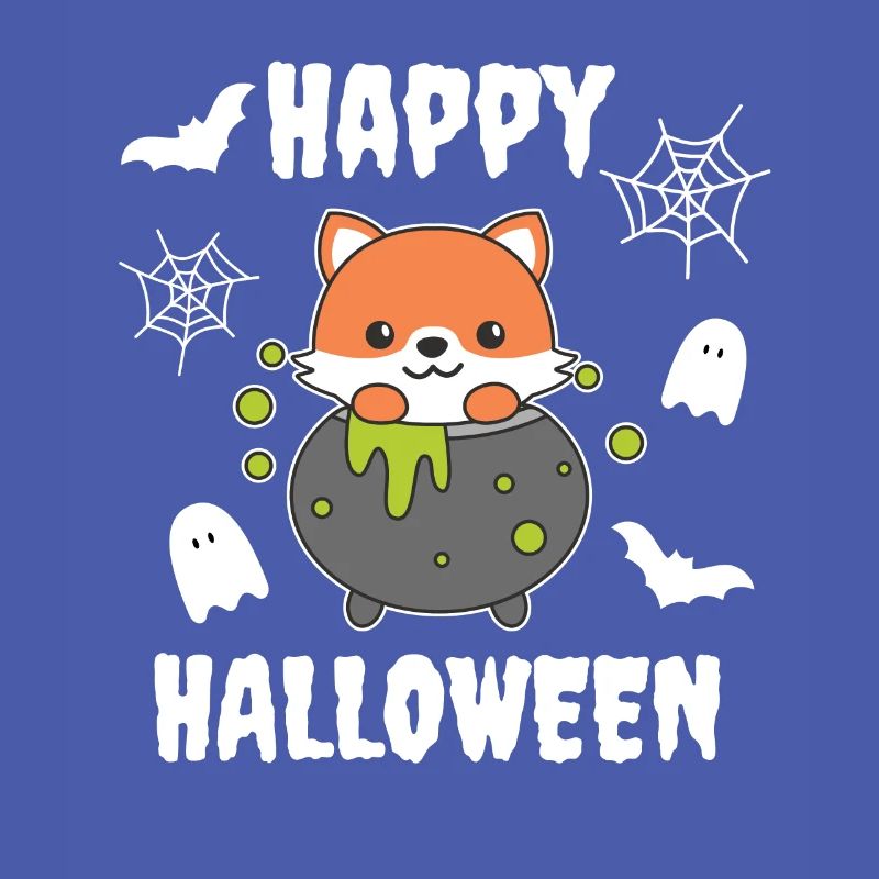 Fox Happy Halloween Witch's Cauldron Bat