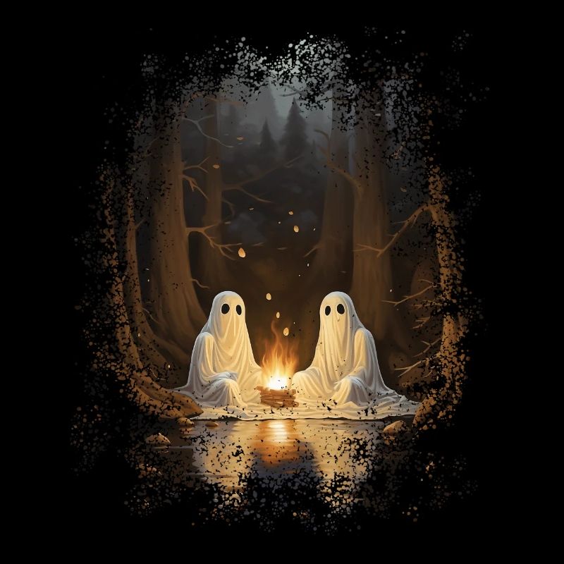 Vintage Ghost Campfire Camping Gothic Halloween