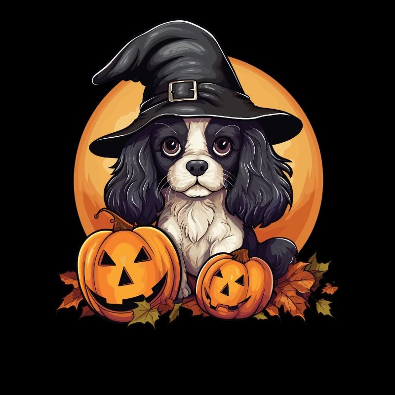 Halloween Witch Hat Pumpkin Dog Cavalier King
