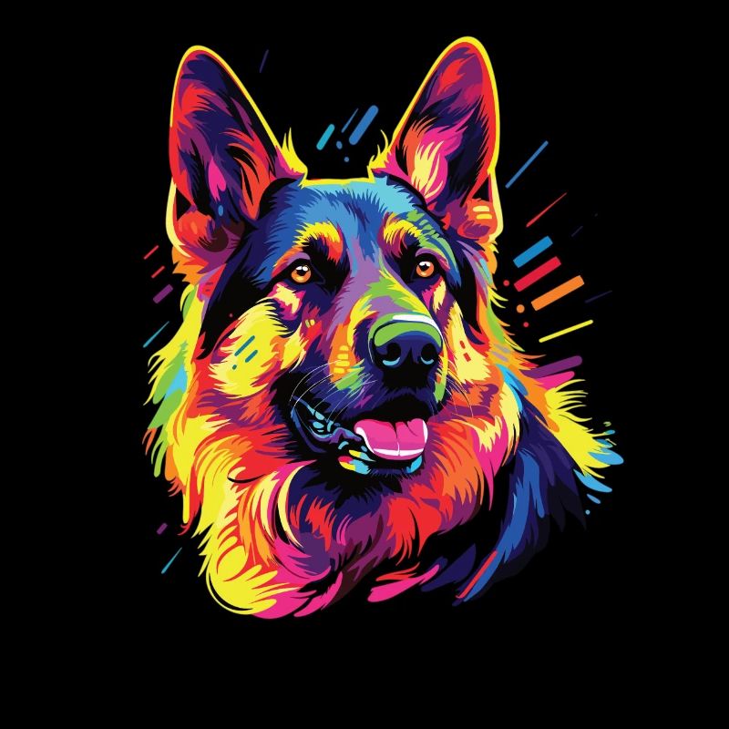 Wasserfarben Farbenfroher Deutscher Schäferhund