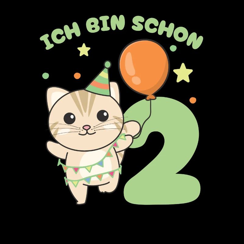 Ich bin schon 2 Katzen Geburtstags Kinder
