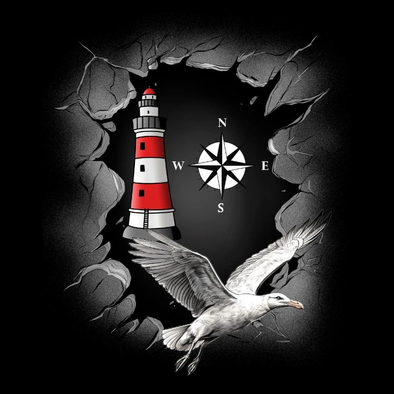 Möwe Leuchtturm Kompass maritim