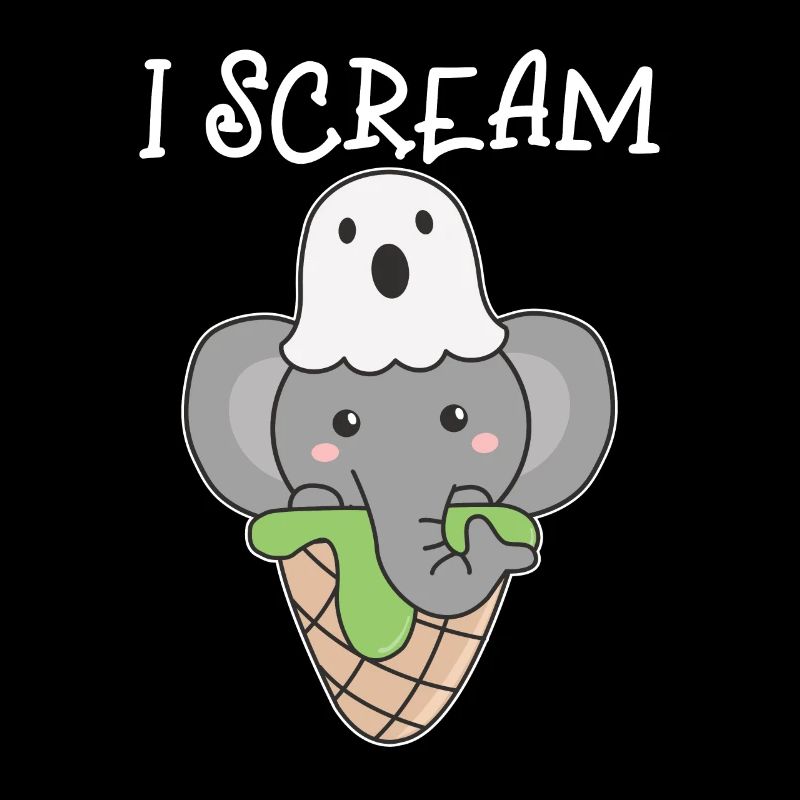 Elefant Halloween Geist I Scream Eis Wortspiel