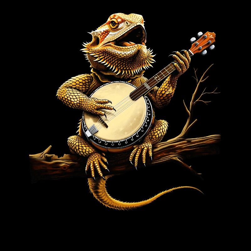 Bearded Dragon Lizard Bluegrass Banjo Player