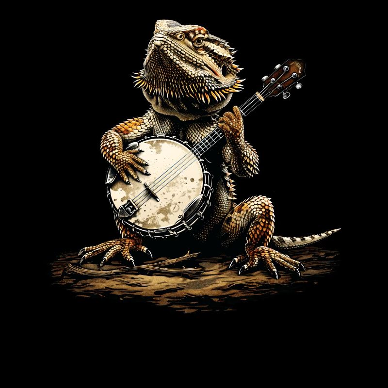 Bearded Dragon Lizard Bluegrass Banjo Player