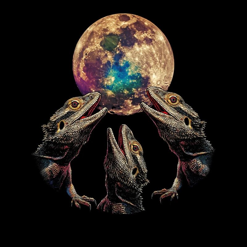 Bearded Dragon Lizard Howling Moon