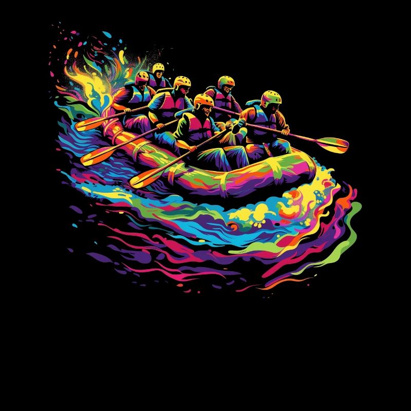 Rafting White Water River Rafter Paddling Popart