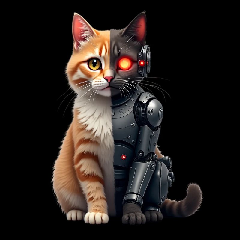 Drôle Robot Chat Tech Chats Cyborg Animal Chat