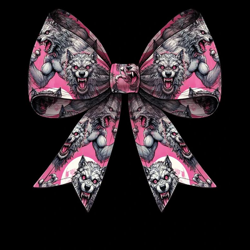 Coquette Bow Werewolf Wolf Pattern Halloween