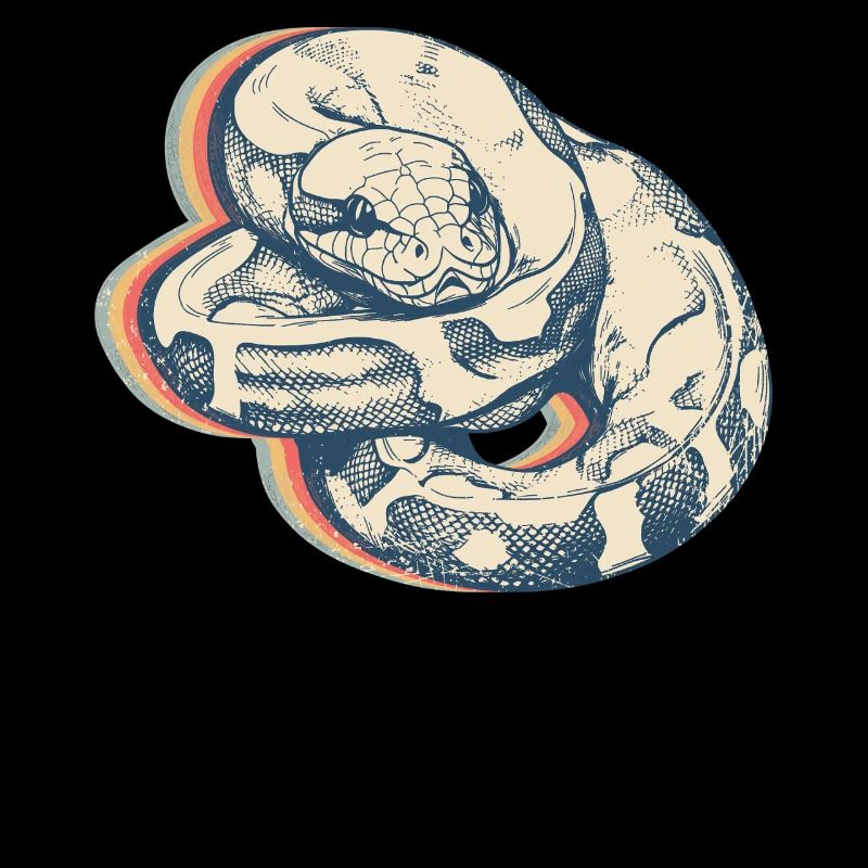 Ball Python Serpent Rétro Line Art