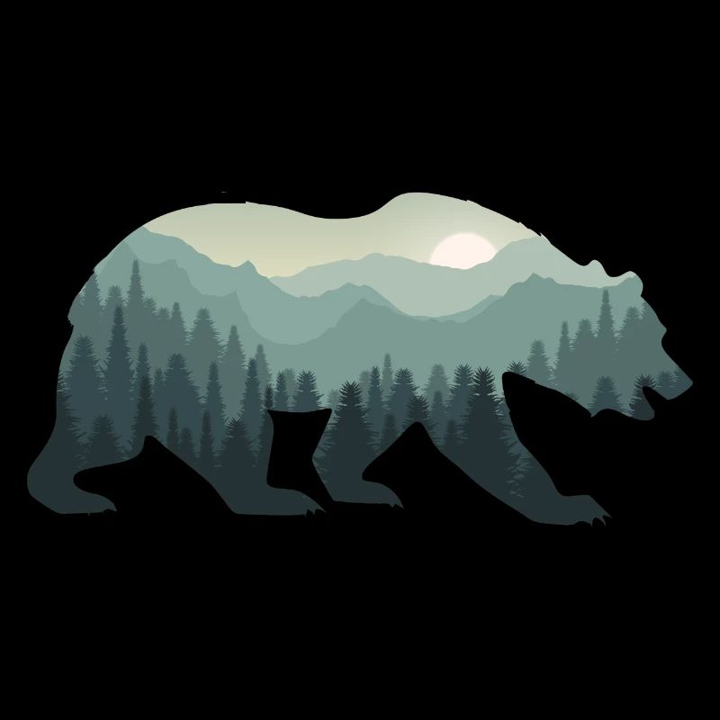 Bear Brown Bear Nature Wilderness Forest Double Exposure
